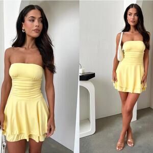Thats So Fetch Yellow Strapless Mini Dress